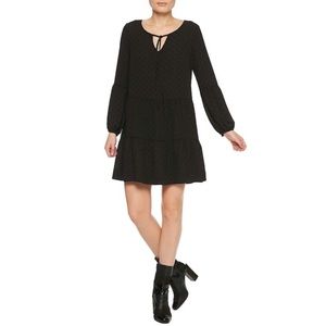 Sanctuary NEW Lana Babydoll Dress Polka Dot Bishop Long Sleeve Tie Front Tiered